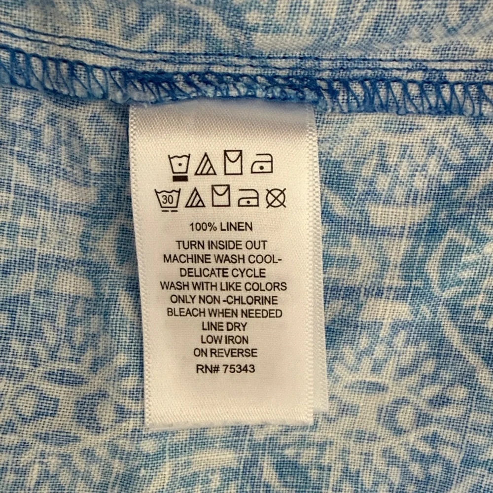 Sigrid Olsen Light Blue and White Linen Tunic Dress - Picture 4 of 4